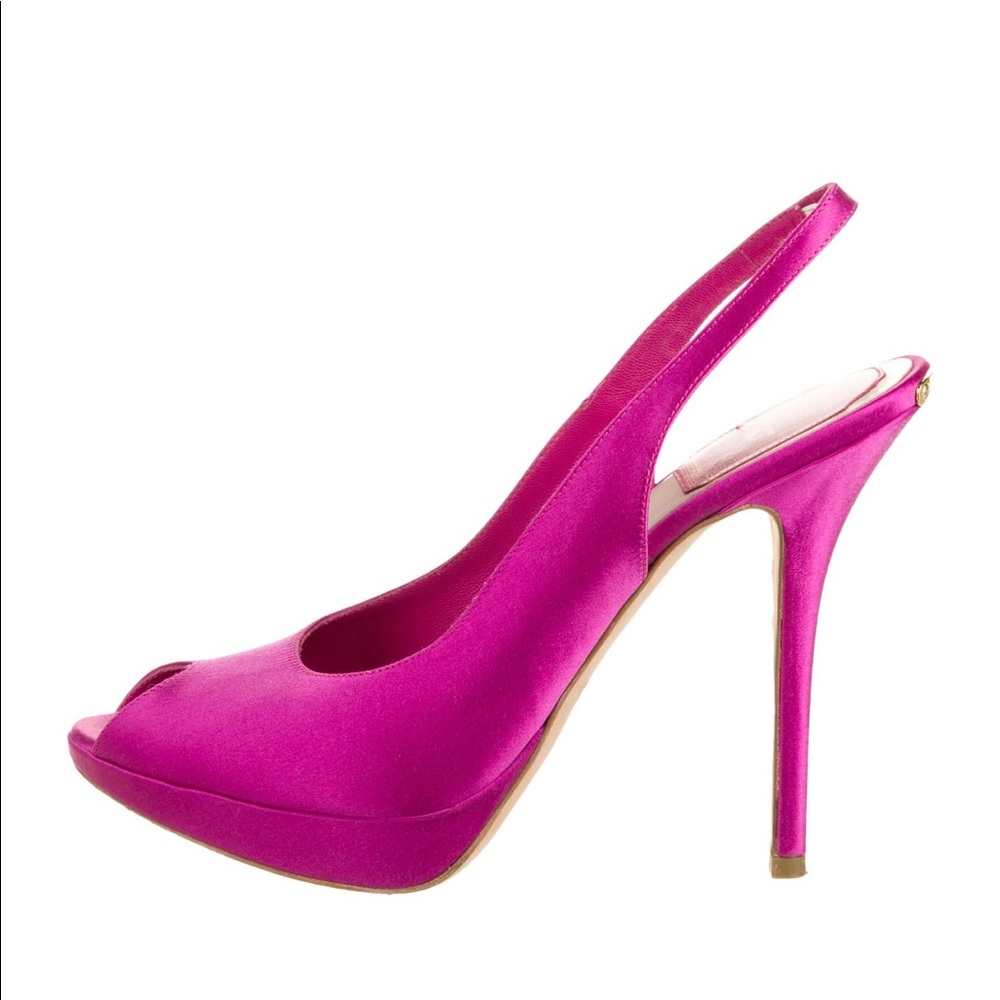 Authentic Christian Dior hot pink satin sandals